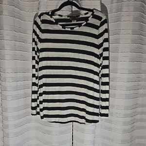 3/$10 Black and White Striped Long Sleeve Tee
